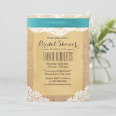 ターコイズリボン&レースバーラップブライダルシャワー 招待状 (スタンド正面)