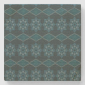 ターコイズリーフィーフローラ八角形と対角パター ストーンコースター (正面)