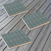 ターコイズリーフィーフローラ八角形と対角パター ストーンコースター