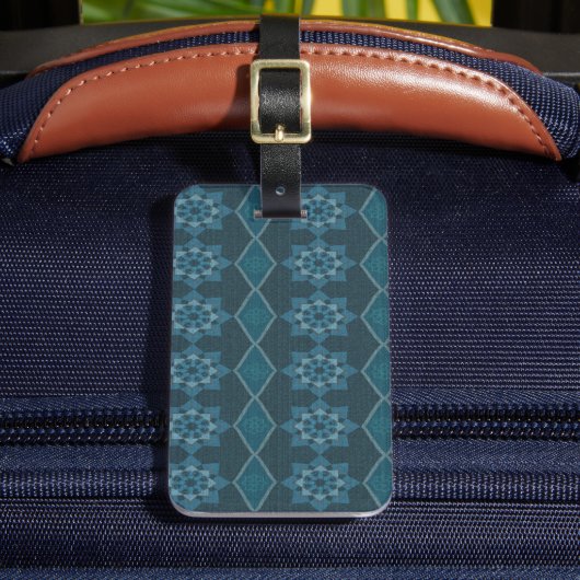 ターコイズリーフィーフローラ八角形と対角線 ラゲッジタグ (正面インサイチュ2)