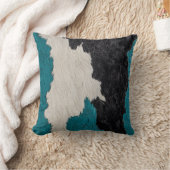 ターコイズレザーカウスポッテッドハイドイメージのファー クッション (ブランケット)