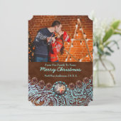 ターコイズレザーカントリーウェスタンクリスマスフォト シーズンカード (スタンド正面)