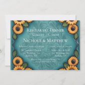 ターコイズレザー・ツール&ヒマワリのリハーサルディナー 招待状 (正面)