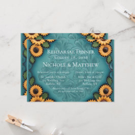 ターコイズレザー・ツール＆ヒマワリのリハーサルディナー 招待状