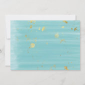 ターコイズレッドオレンジの水彩ローズウェディングRSVP 招待状 (裏面)