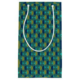 ターコイズレトロ楕円と半円 スモールペーパーバッグ