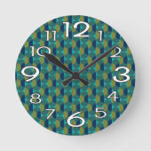 ターコイズレトロ楕円と半円 ラウンド壁時計 (正面)