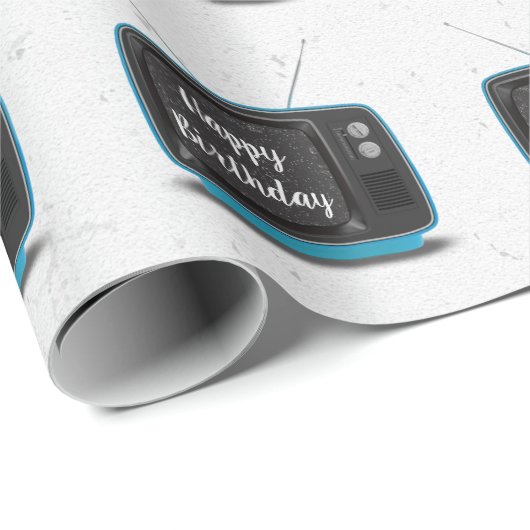 ターコイズレトロTV誕生日 ラッピングペーパー (ロールコーナー)