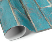 ターコイズレンガ壁のパターン ラッピングペーパー (ロールコーナー)