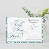 ターコイズレース フェイス・ホープ・アンド・ラブ ウェディング招待状 招待状 (スタンド正面)