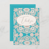 ターコイズレ素朴ースフェイクフラットサンキューカード サンキューカード (正面/裏面)