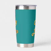 ターコイズロゴのビジネス・コーポレート 保温保冷タンブラー (左面)