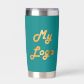 ターコイズロゴのビジネス・コーポレート 保温保冷タンブラー (背面)