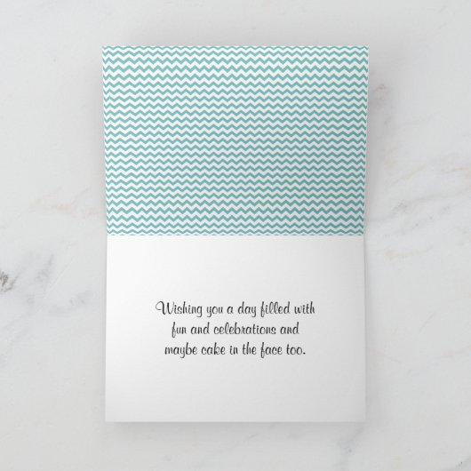 ターコイズロッキングホースパーソナライズされた誕生日 カード (内部)