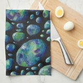 ターコイズロック宇宙オリジナルのアートワーク キッチンタオル (四つ折り)