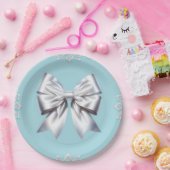 ターコイズロビンズエッグブルービッグホワイトボウブライダル ペーパープレート (パーティー)