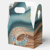 ターコイズローズとコッパーの葉のブライダルシャワー フェイバーボックス (オープン)