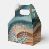 ターコイズローズとコッパーの葉のブライダルシャワー フェイバーボックス (正面サイド)