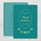 ターコイズローズのウェディング 招待状 (正面/裏面)