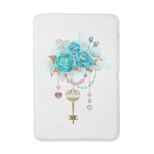 ターコイズローズの鍵 バスマット (正面縦)