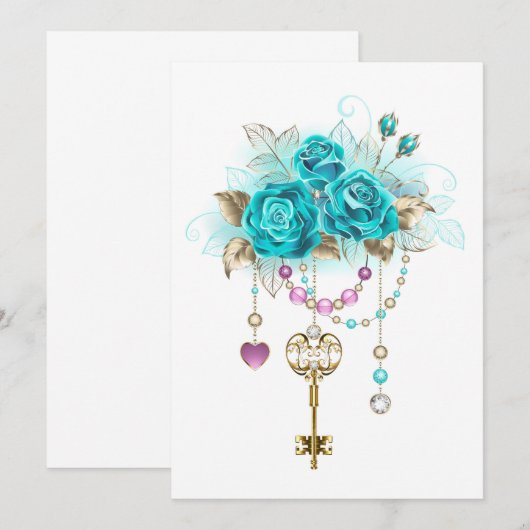 ターコイズローズの鍵 招待状 (正面/裏面)