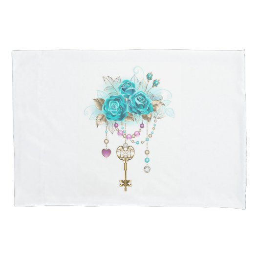 ターコイズローズの鍵 枕カバー (正面左)