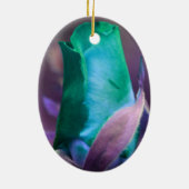 ターコイズローズブドフラワーオーナメント セラミックオーナメント (裏面)