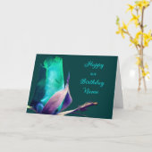 ターコイズローズブドフラワーパーソナライズされた誕生日 カード (黄色い花)