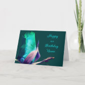 ターコイズローズブドフラワーパーソナライズされた誕生日 カード (正面)