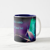 ターコイズローズブドフローラアーパーソナライズされたト ツートーンマグカップ (正面右)