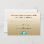 ターコイズローズブーケゴールデン結婚ズ 出欠カード (裏面)