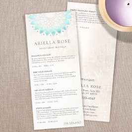 ターコイズロータスマッサージセラピスト価格表メニュー ラックカード