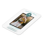 ターコイズワックスシール写真結婚式の日付を保存 マグネット (左側)