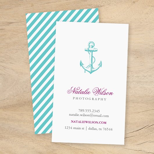 ターコイズヴィンテージいかり垂直 名刺