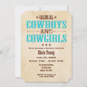 ターコイズヴィンテージカウボーイ誕生日招待状 招待状 (正面)