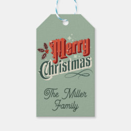 ターコイズヴィンテージクリスマスデザイン ギフトタグ