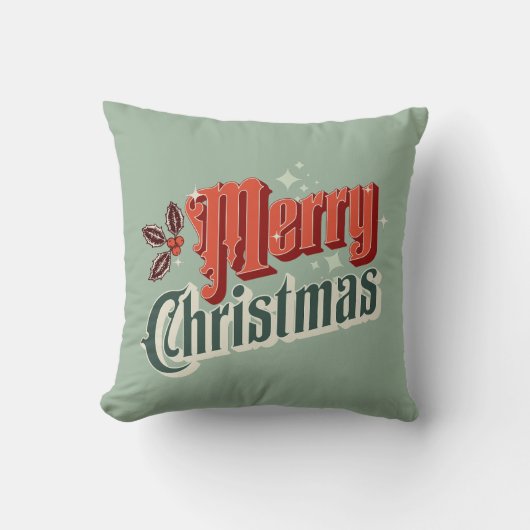 ターコイズヴィンテージクリスマスデザイン クッション (正面)