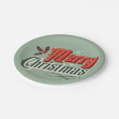 ターコイズヴィンテージクリスマスデザイン ペーパープレート (アングル)