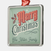 ターコイズヴィンテージクリスマスデザイン メタルオーナメント (左)