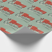 ターコイズヴィンテージクリスマスデザイン ラッピングペーパー (角)