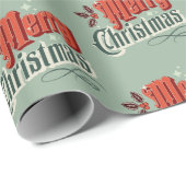 ターコイズヴィンテージクリスマスデザイン ラッピングペーパー (ロールコーナー)