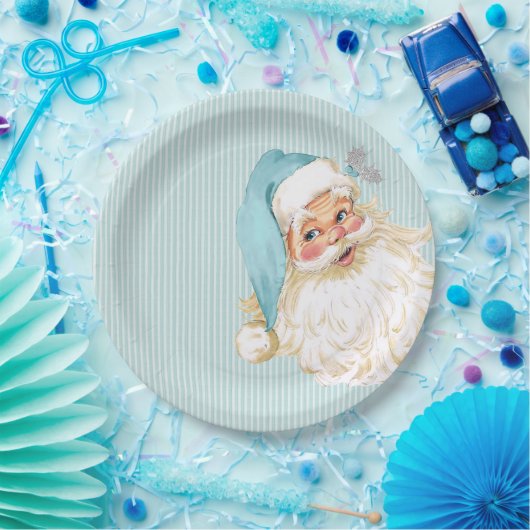 ターコイズヴィンテージビクトリアンサンタクロースシャビー ペーパープレート (パーティー)