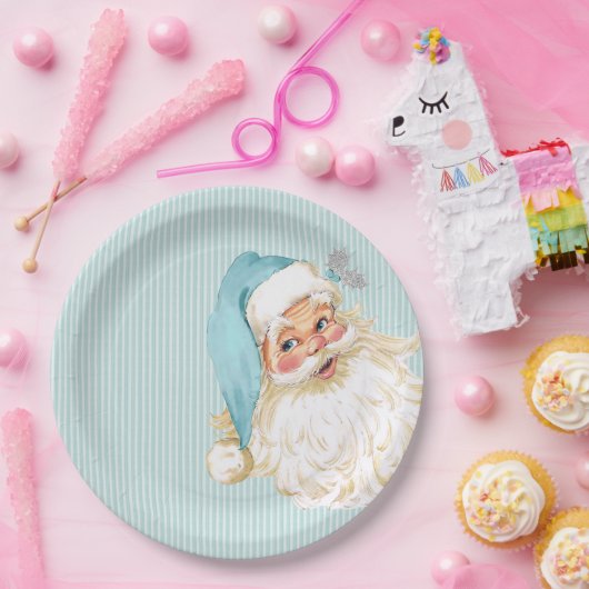 ターコイズヴィンテージビクトリアンサンタクロースシャビー ペーパープレート (パーティー)