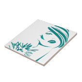 ターコイズヴィンテージ女性顔 タイル (側面)