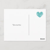 ターコイズヴィンテージ結婚ハートサンキューカード ポストカード (裏面)