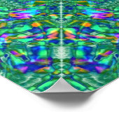 ターコイズ万華鏡のように千変万化するパターンフラクタル ポスター (角)