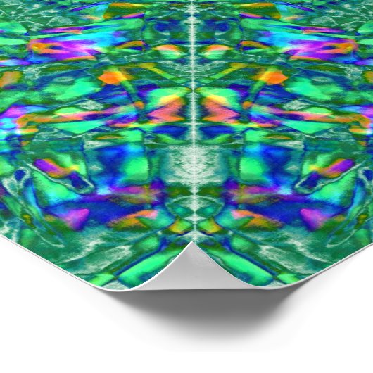 ターコイズ万華鏡のように千変万化するパターンフラクタル ポスター (角)