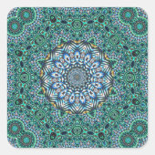 ターコイズ万華鏡視型モザイク反射デザイン スクエアシール (正面)