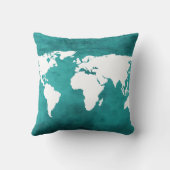 ターコイズ世界地図デコ クッション (裏面)