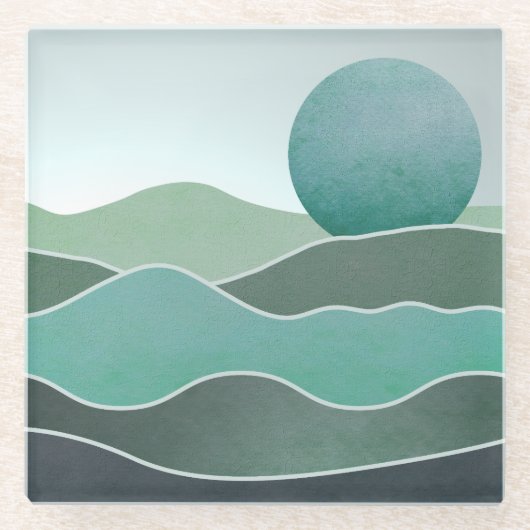 ターコイズ世界景観 ガラスコースター (正面)
